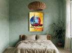 Vacation in Paris vintage canvas print on the wall of a bedroom