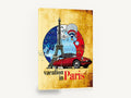 Vacation in Paris, retro eiffel tower travel poster, stretched canvas wall art print ready to hang