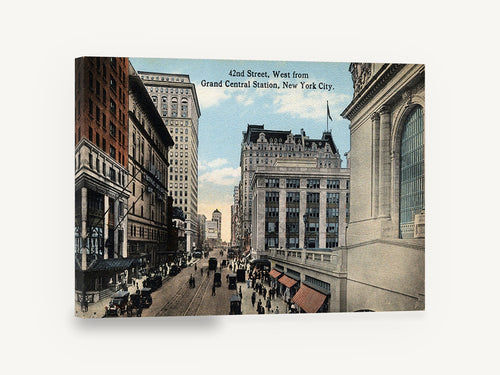 42nd Street, vintage new york postcard, stretched canvas wall art print ready to hang