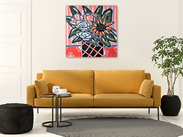 Brooke Howie | Sunflower and Pink Roses on the wall