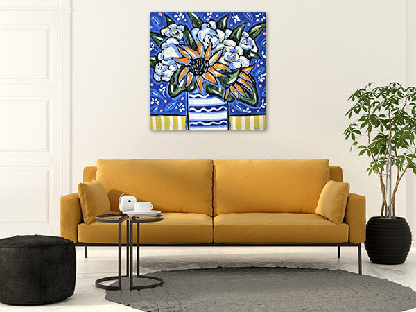 Brooke Howie | Sunflowers and White Roses on the wall