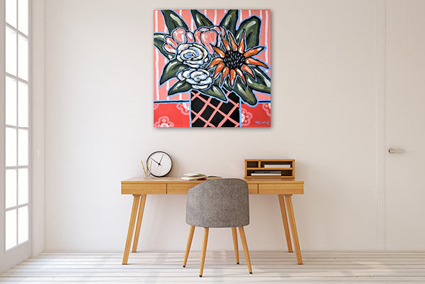 Brooke Howie | Sunflower and Pink Roses on the wall