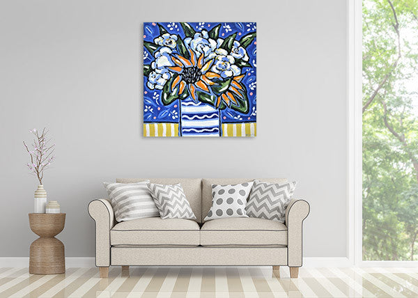 Brooke Howie | Sunflowers and White Roses on the wall