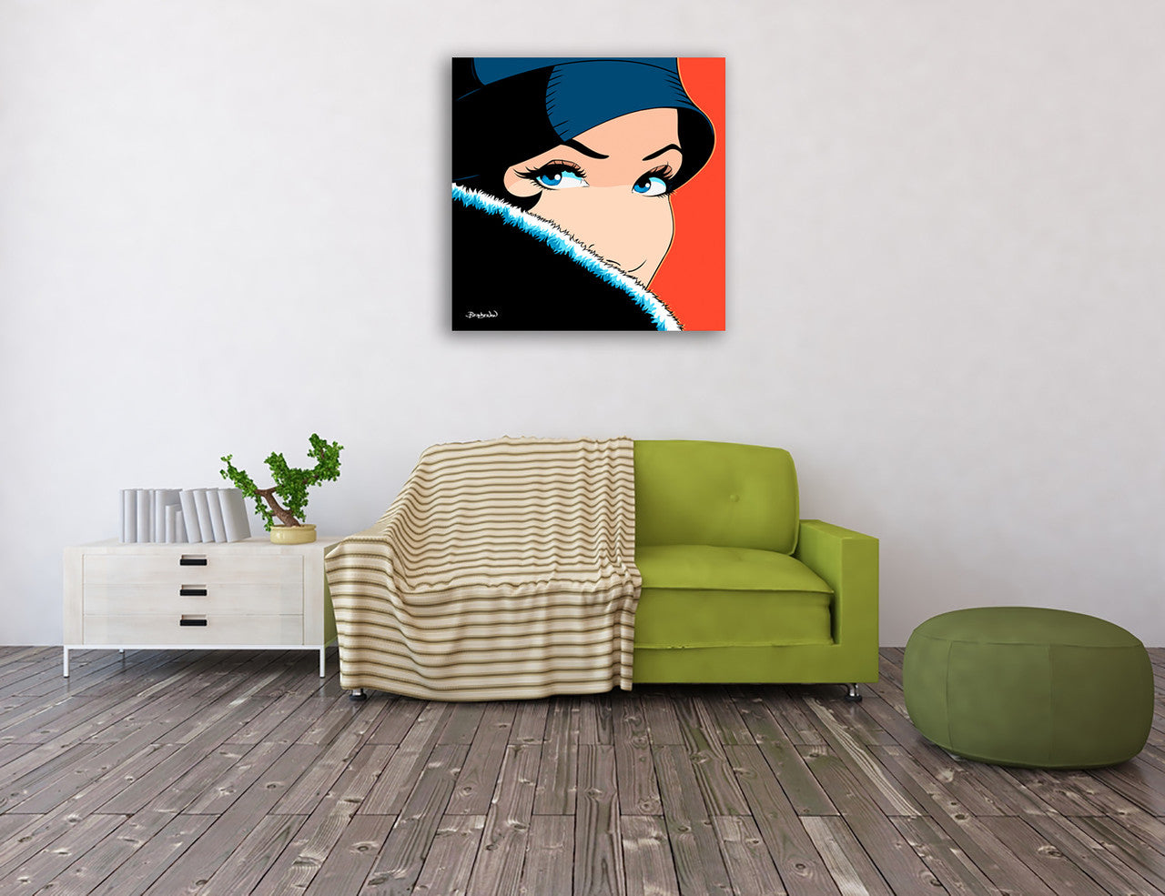 A Vintage Look Wall Art Print on the wall