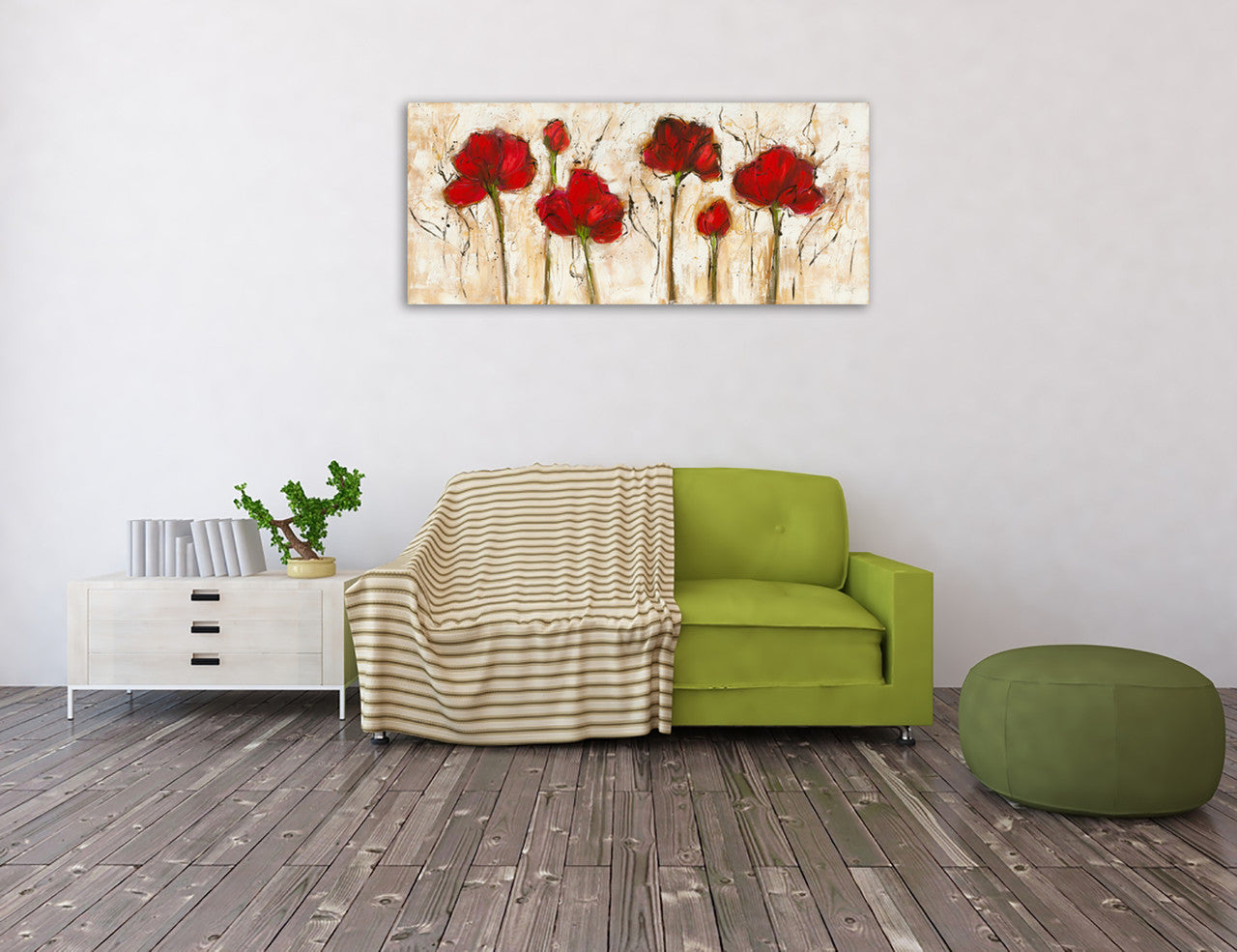 Abstract Poppy Wall Art Print on the wall