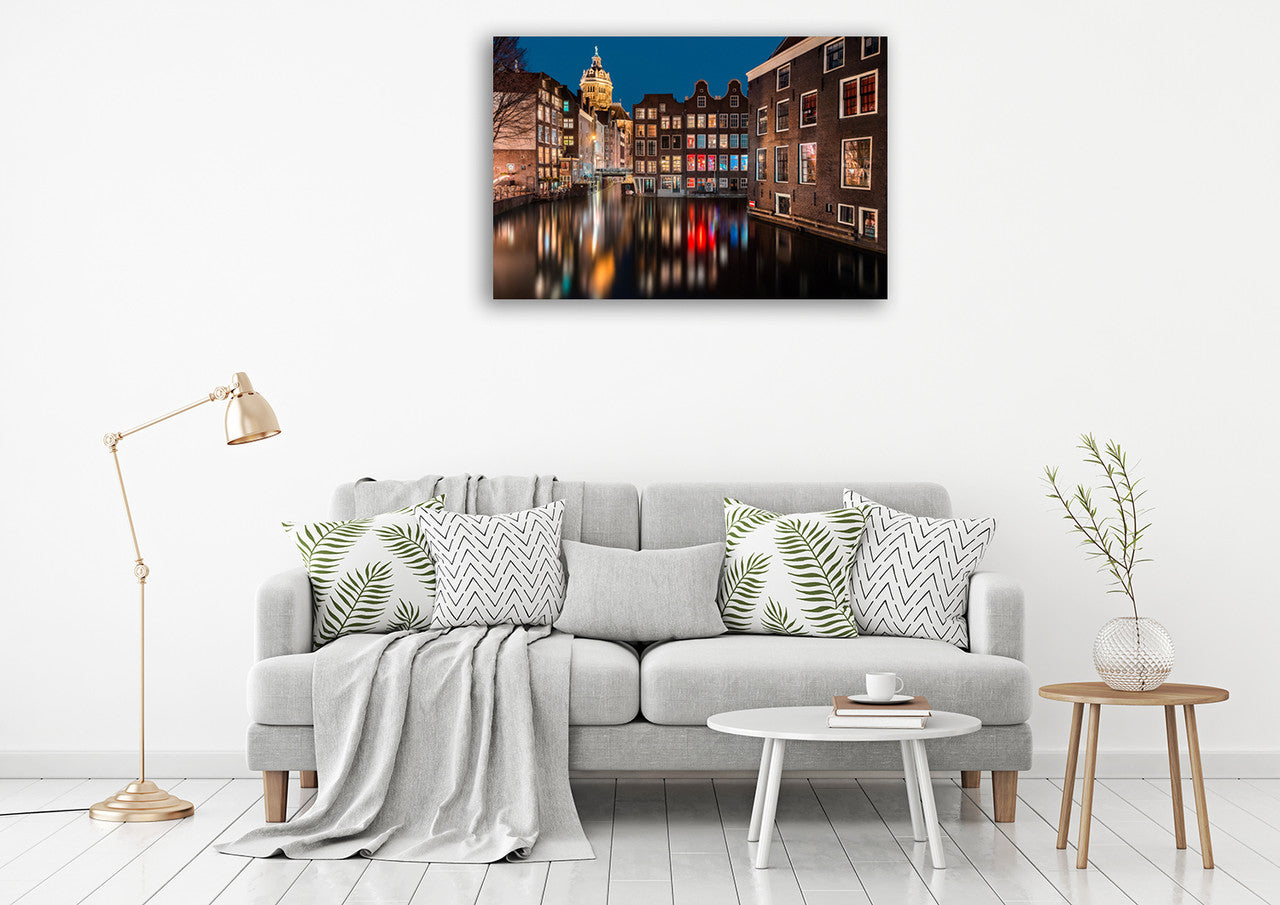 Amsterdam by Night Wall Art Print on the wall