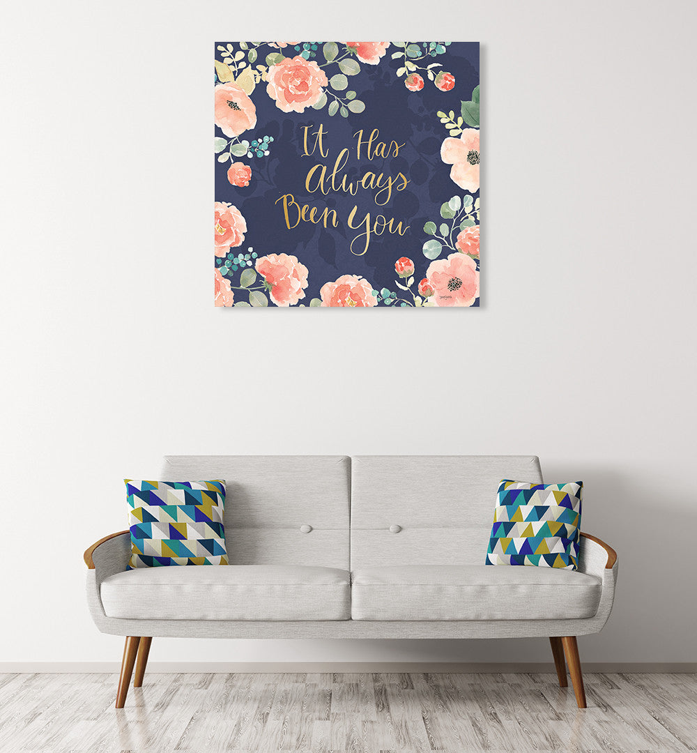 Blue Blooming Delight V Wall Art Print on the wall