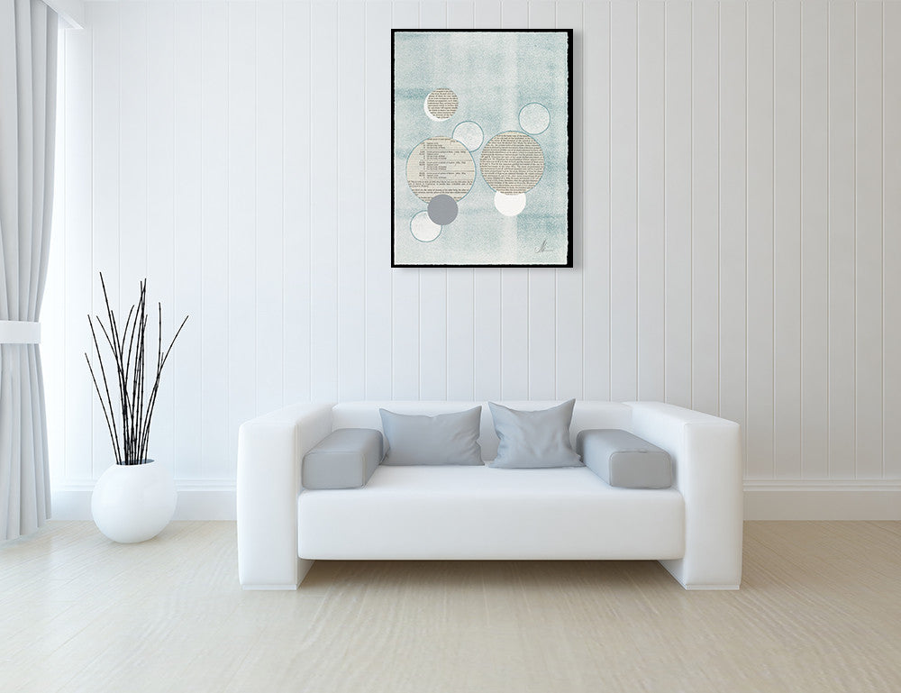 Light Blue Word Bubble Wall Art Print on the wall