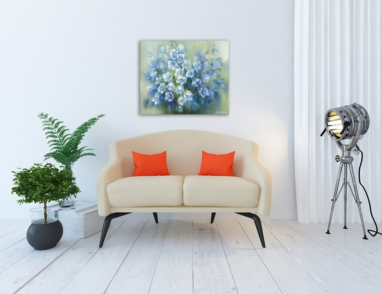 Bluebells Wall Art Print on the wall