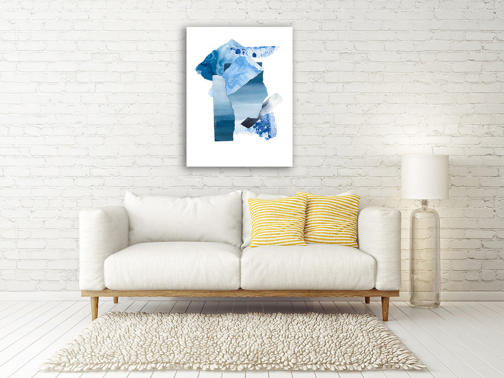 Cerulean Assemblage III Wall Art Print on the wall