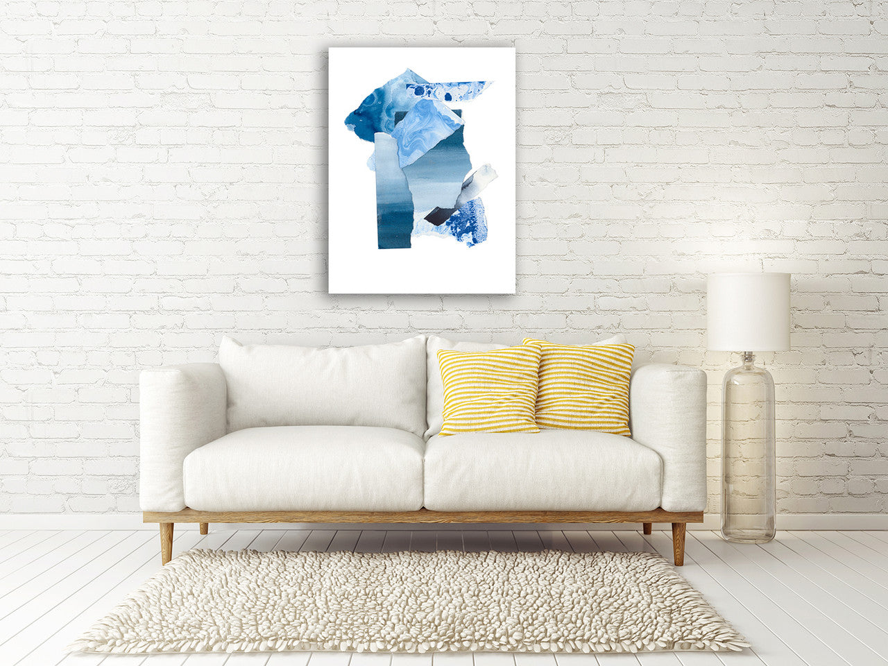 Cerulean Assemblage III Wall Art Print on the wall