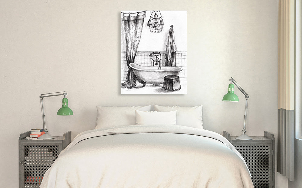 Elegant Bath II Wall Art Print on the wall