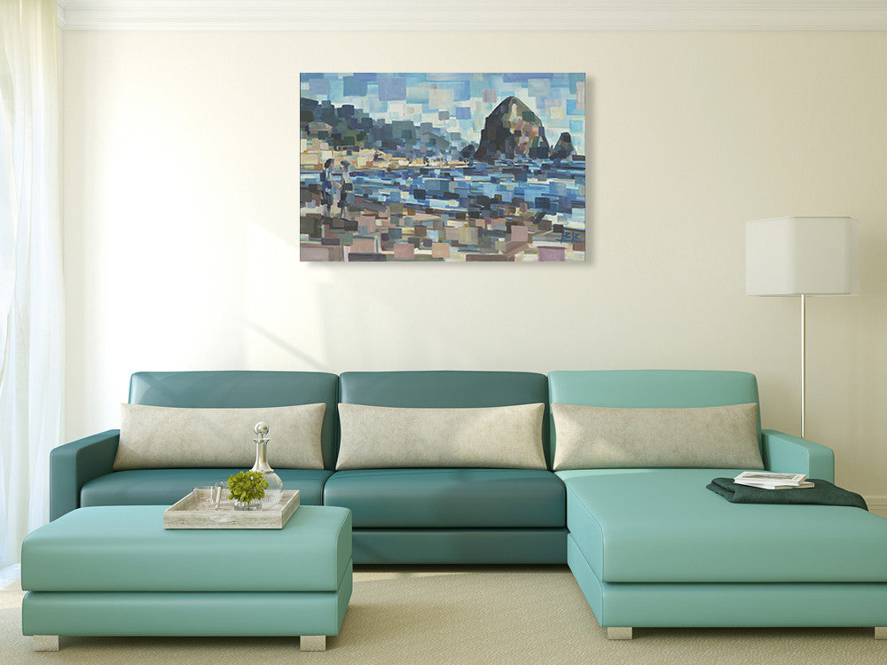 Evening in Cannon Beach Wall Art Print on the wall