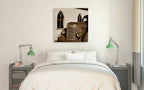 Fire Truck and Church Wall Art Print on the wall