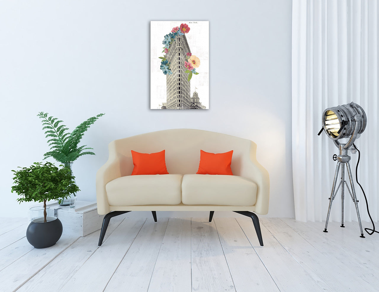 Floral Flat Iron Wall Art Print on the wall