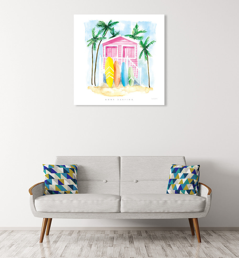 Gone Surfing Wall Art Print on the wall