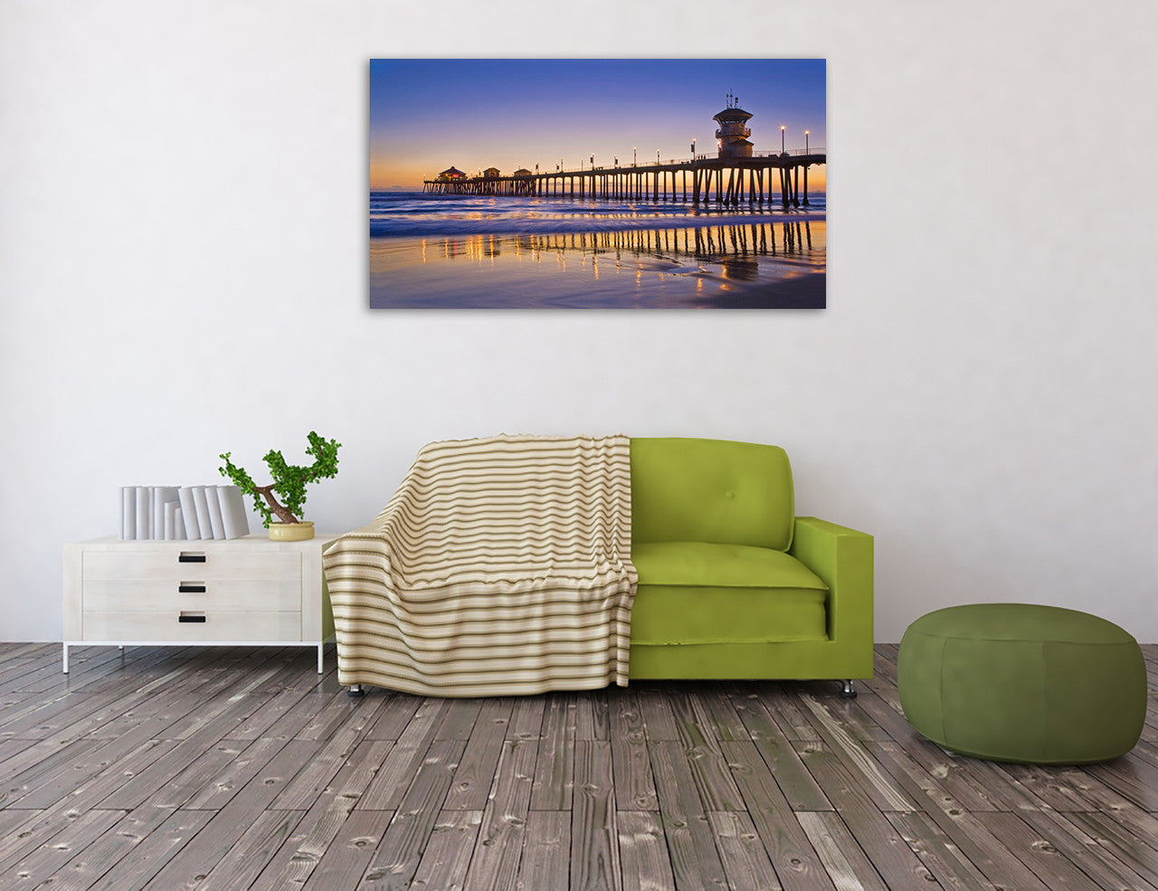 Huntington Pier Wall Art Print on  the wall
