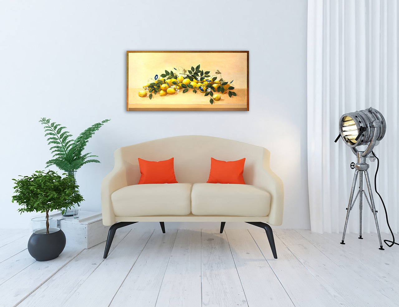 Lemons and Blossoms Wall Art Print on the wall