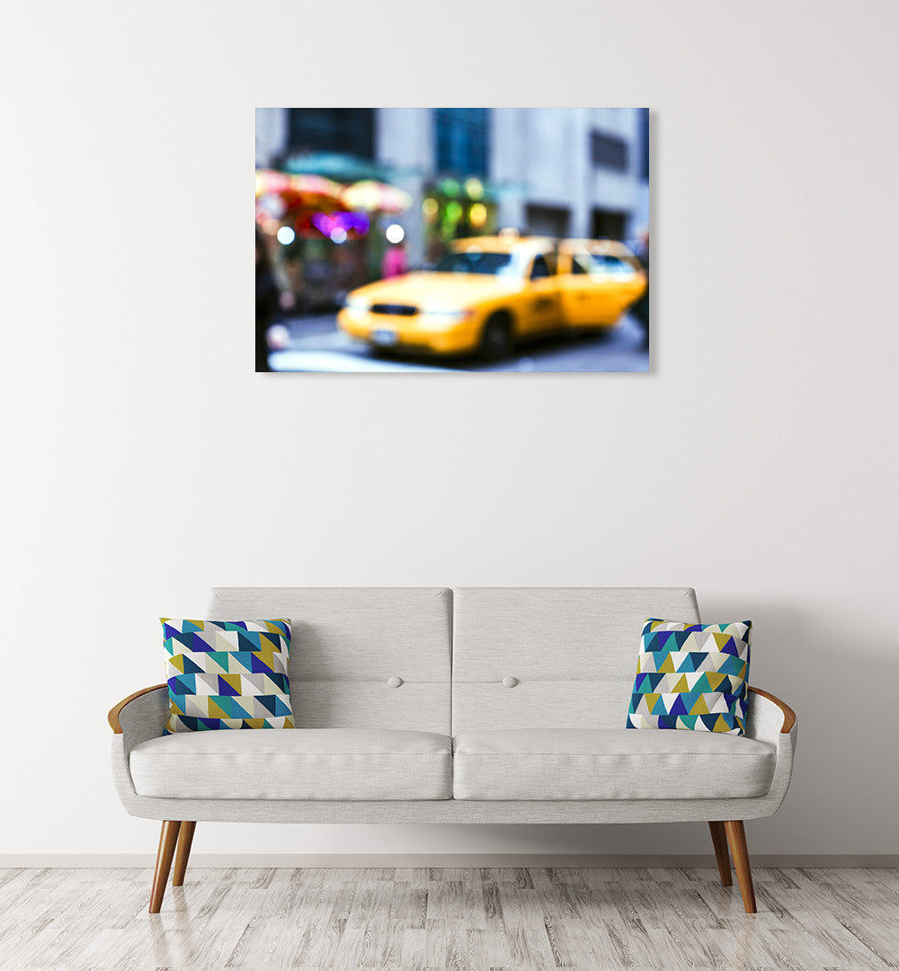 Lights of the City Taxi Wall Art Print on the wall