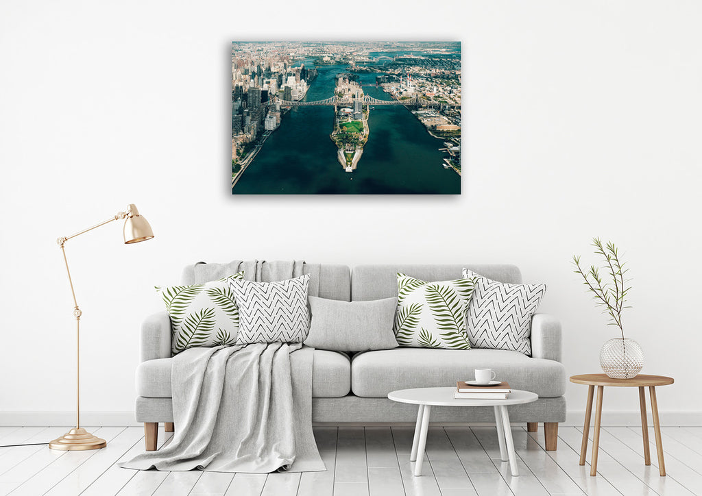 New York Roosevelt Island Wall Art Print on the wall