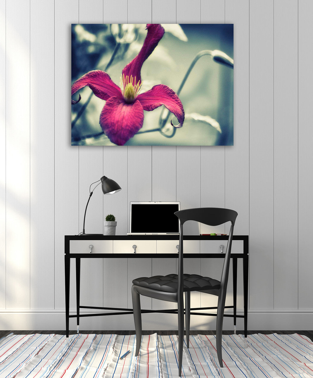 Pink Clematis Wall Art Print on the wall