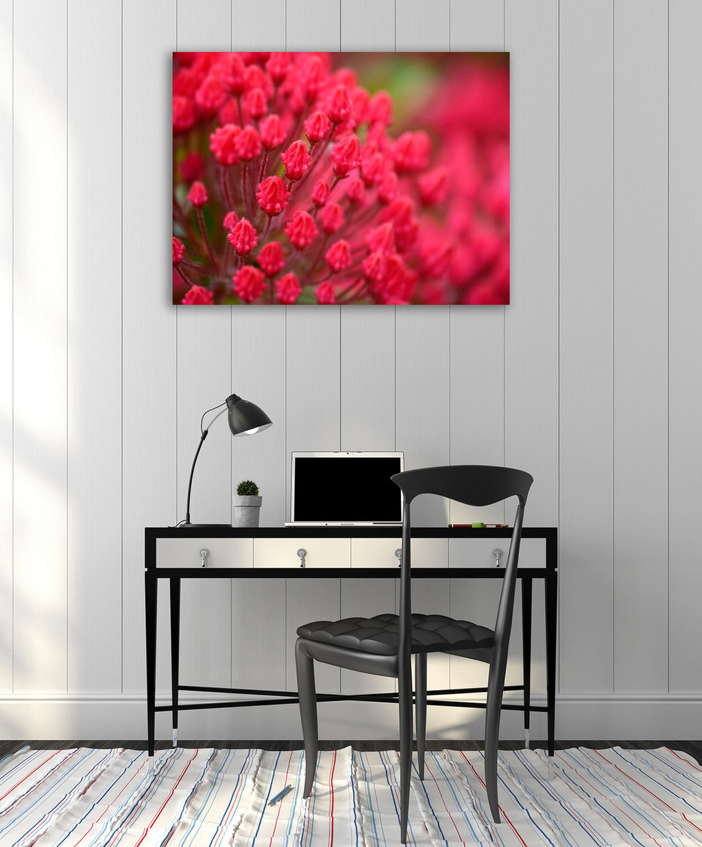 Pink Flower Wall Art Print on the wall