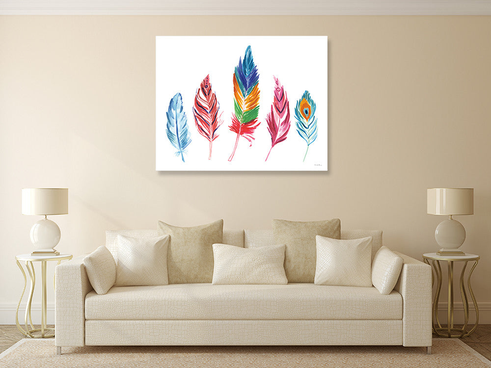 Rainbow Feathers IV Wall Art Print on the wall