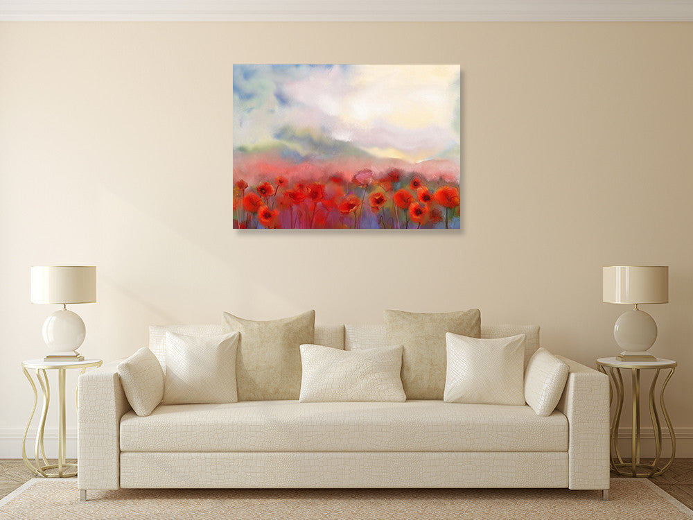Red Poppy Flowers Wall Art Print on the wall