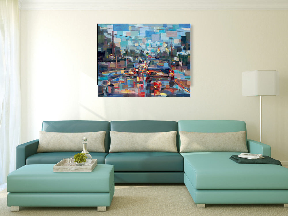 Red Traffic Wall Art Print on the wall