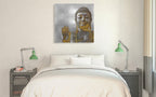 Silver and Gold Buddha Wall Art Print on the wall