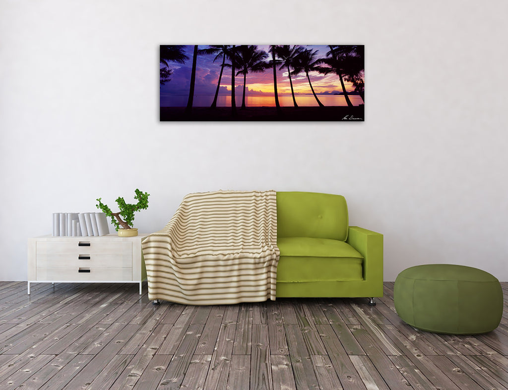 Sunrise Palm Cove Wall Art Print on the wall