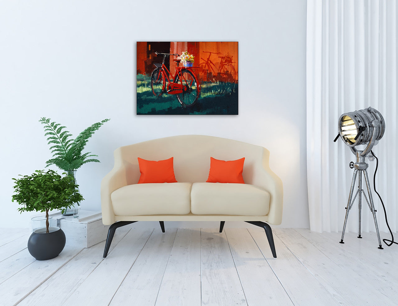 Vintage Bicycle Wall Art Print on the wall