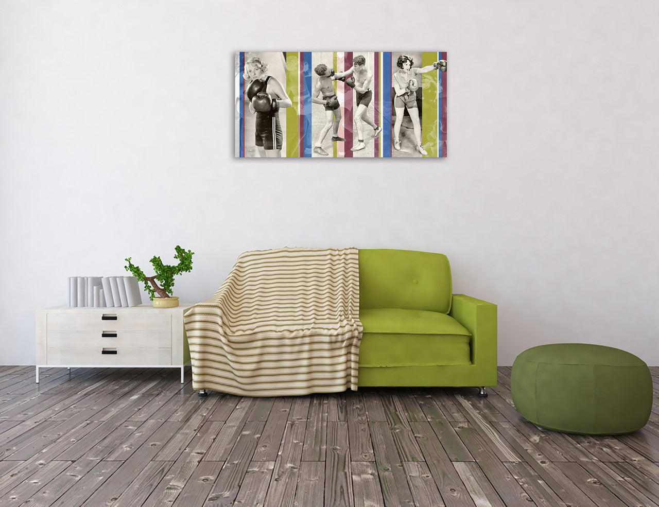 Vintage Boxing Wall Art Print on the wall