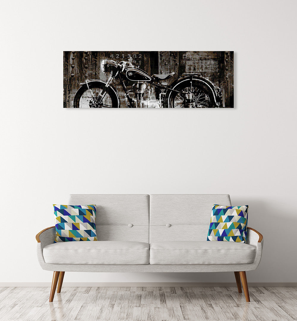 The Vintage Motorcycle Wall Art Print on the wall