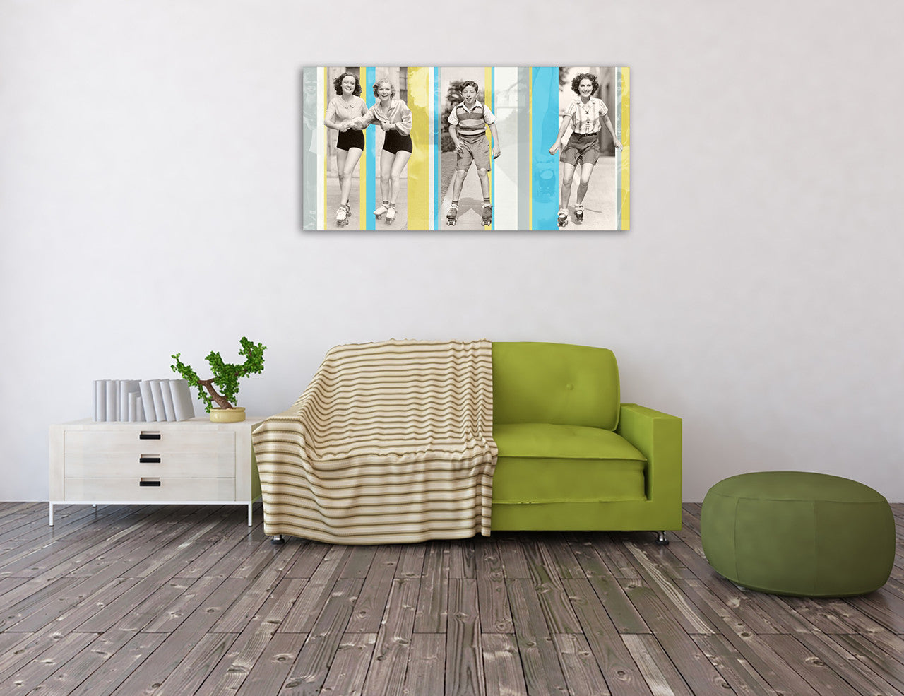 Vintage Roller Skating Wall Art Print on the wall