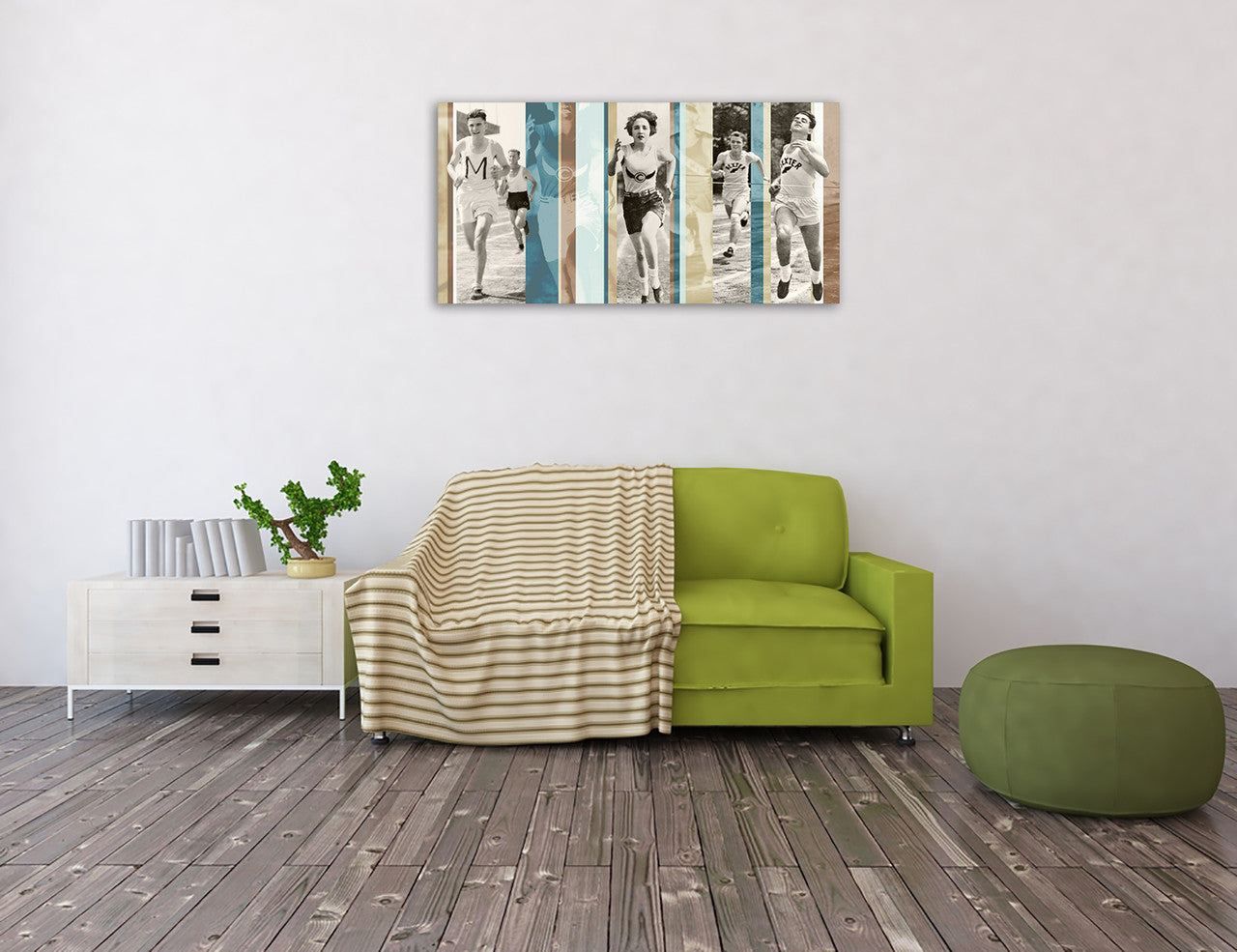 Vintage Running Wall Art Print on the wall