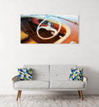 Vintage Speed Boat Wall Art Print on the wall