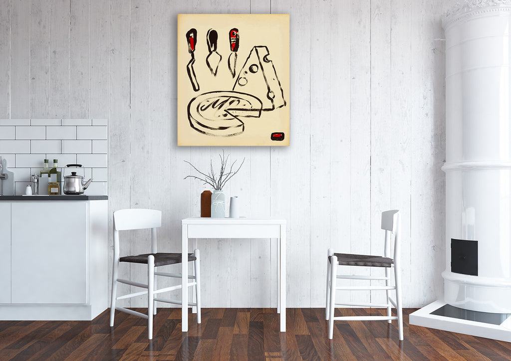 Wine and Cheese Wall Art Print on the wall