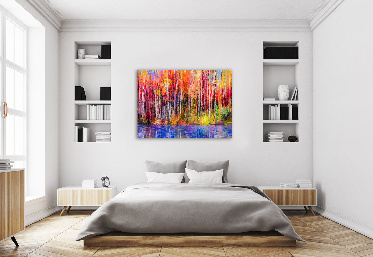 A Autumn Trees Wall Art Print on the wall