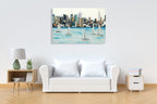 Boat City Wall Art Print on the wall
