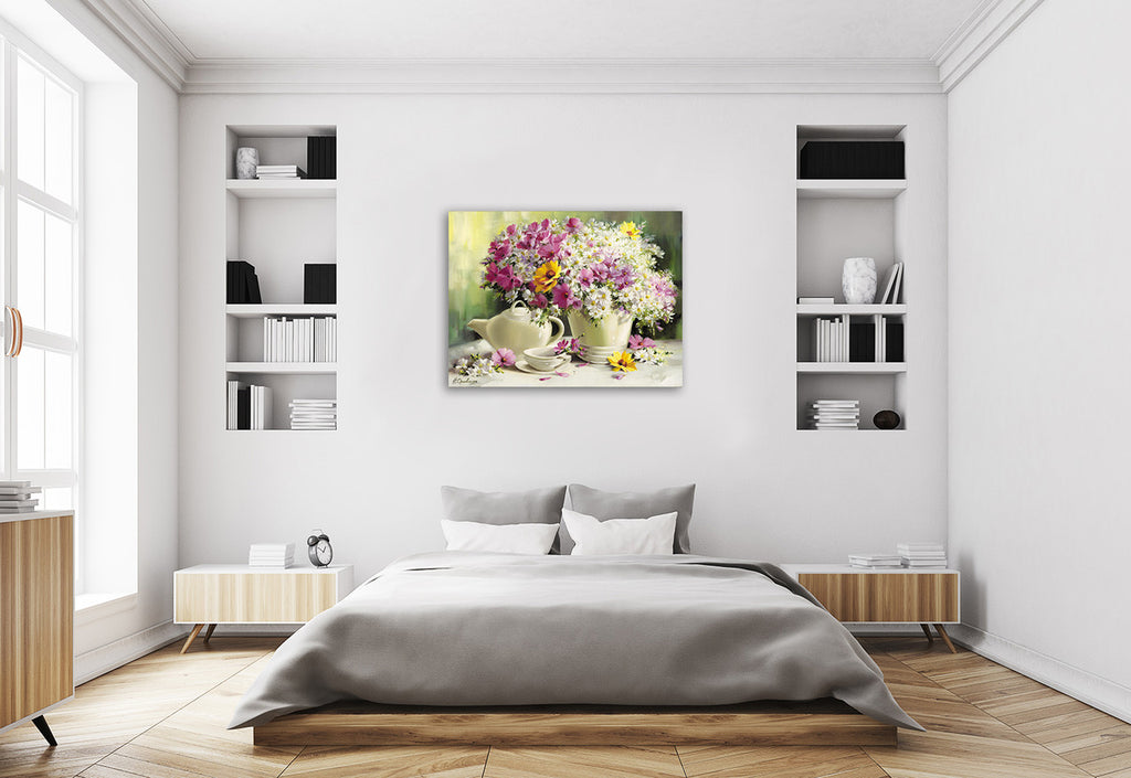 Bouquet with Chamomile Wall Art Print on the wall
