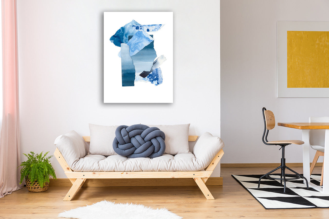 Cerulean Assemblage III Wall Art Print on the wall