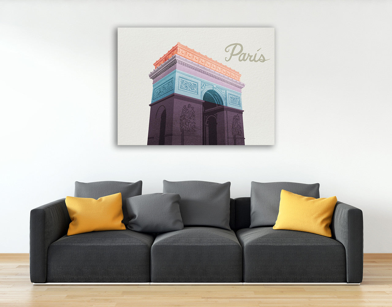 Colorful Paris Wall Art Print on the wall