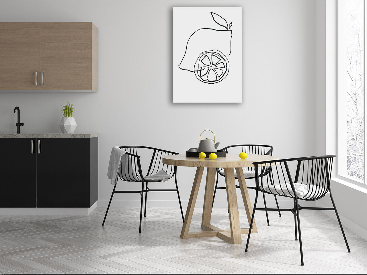 Fruit Contour Lemons Wall Art Print on the wall