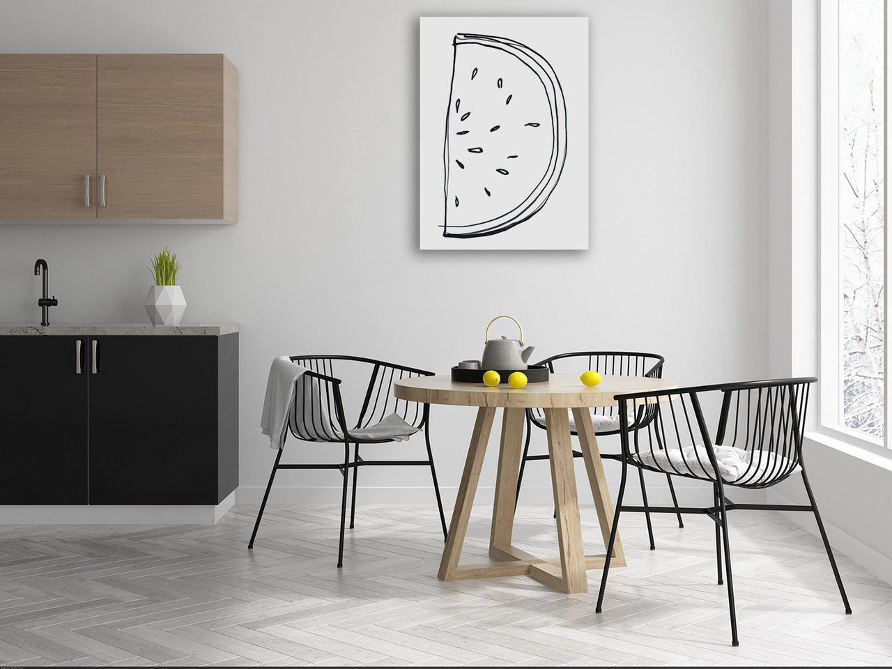 Fruit Contour Watermelon Wall Art Print on the wall