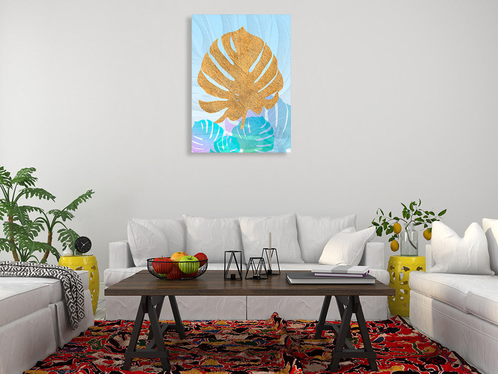 Goldnes Sommerblau II Wall Art Print on the wall