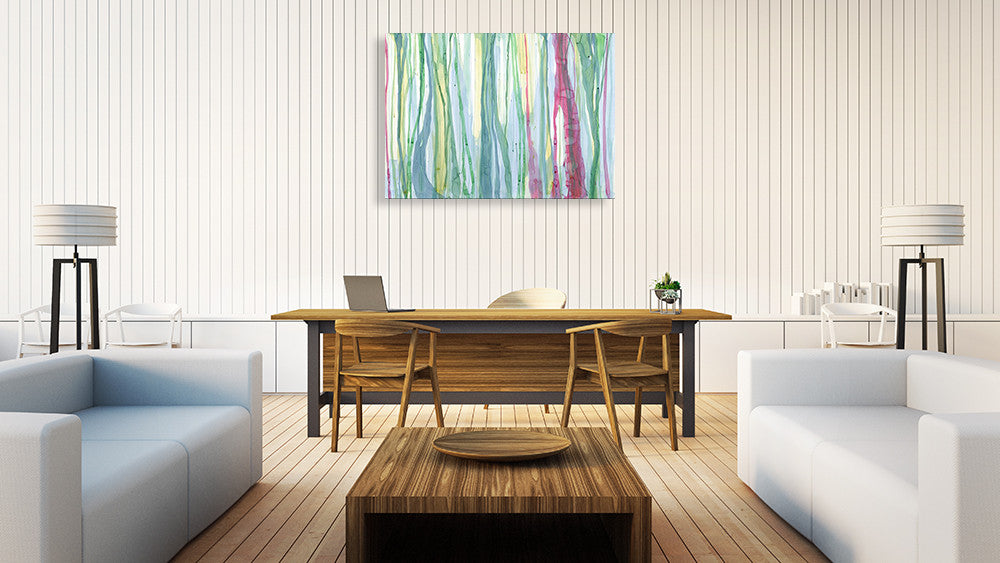 Green Watercolour Wall Art Print on the wall