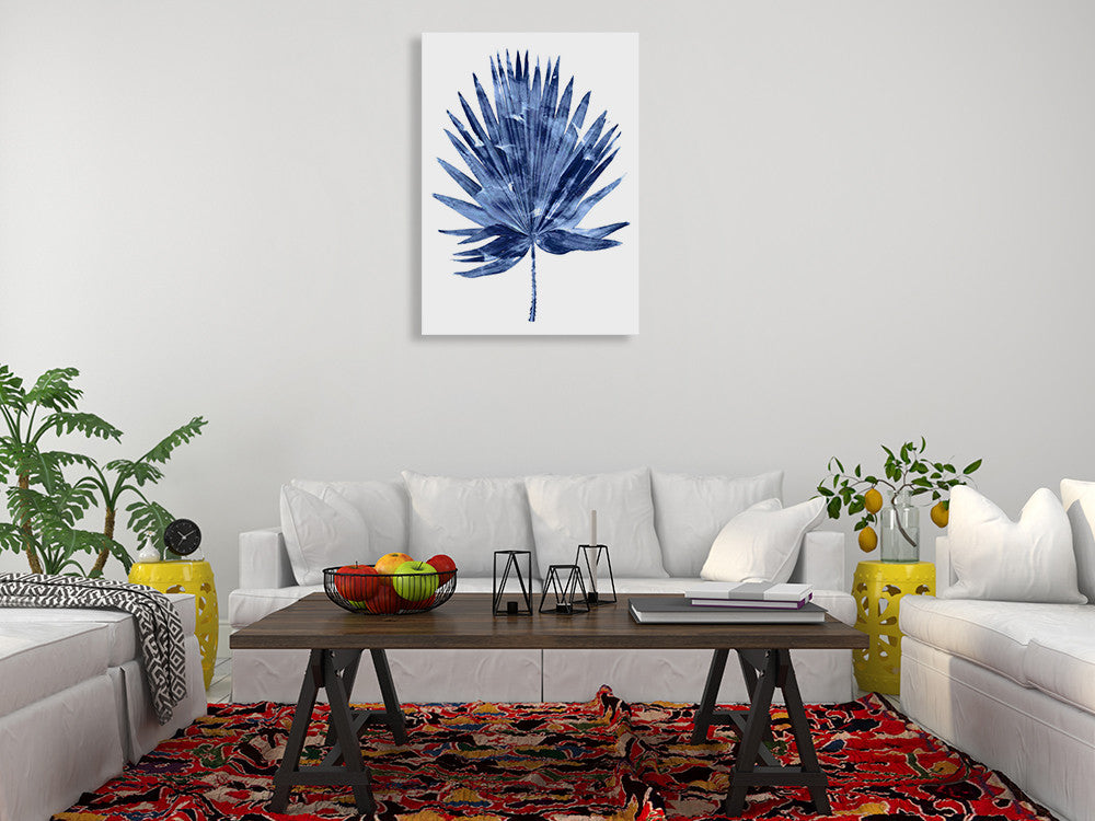 Indigo Palm IV Wall Art Print on the wall