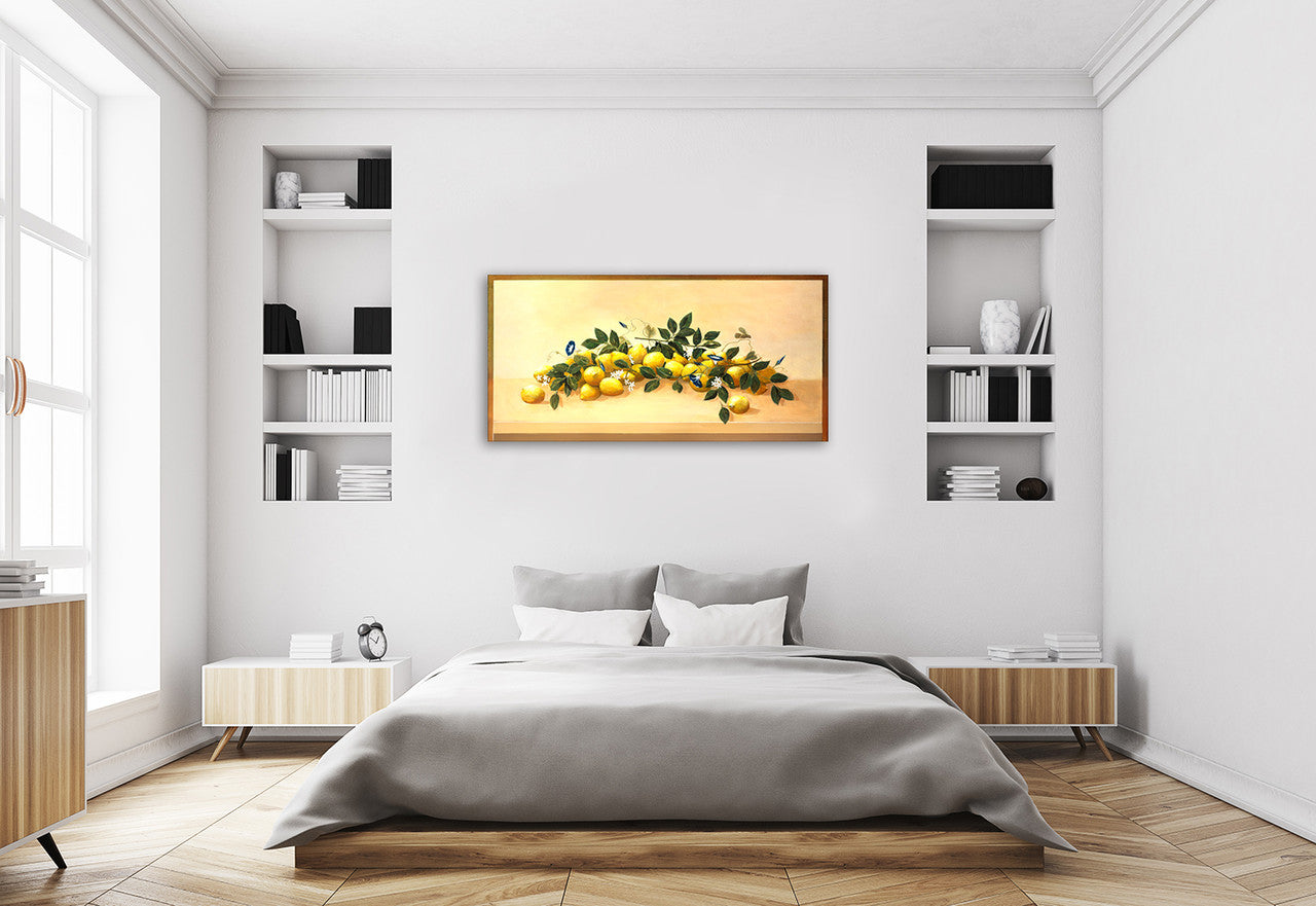 Lemons and Blossoms Wall Art Print on the wall