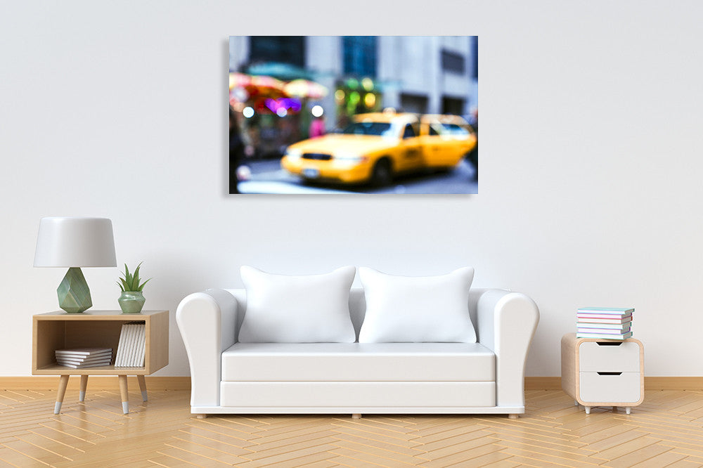 Lights of the City Taxi Wall Art Print on the wall